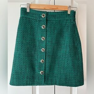 Los Angeles Atelier & Other Stories Green Tweed Button Skirt (Size 4)